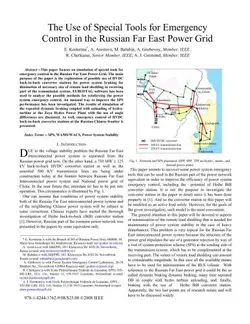 دانلود کتاب The Use of Special Tools for Emergency Control in the Russian Far East Power Grid