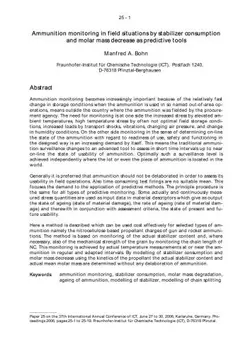 دانلود کتاب Ammunition monitoring in field situations by stabilizer consumption and molar mass decrease as predictive tools