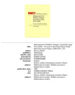 دانلود کتاب Measurement of welfare changes caused by large price shifts: an issue in the power sector, Parts 63-273 1995