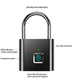قفل درب الکترونیکی AICase تشخیص اثر انگشت - قفل ضد سرقت امنیتی بدون کلید هوشمند Fingerprint Padlock AICase Electronic Door Lock