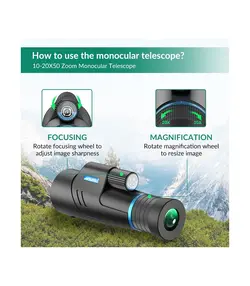 تلسکوپ تک چشمی قابل تنظیم APL-10-20X50 برند اپکسل APEXEL - زوم 10 تا 20 برابر ضد آب تحویل 6 هفته