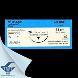 نام محصول: نخ و سوزن بخيه سيلک 3صفر سوزن26 کات سوپا (SUPASIL)