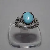 انگشتر فیروزه نیشابوری عجمی صاف و پاک با طبع شاد و زنده با رکاب صفوی