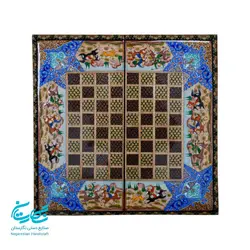تخته نرد و شطرنج خاتم کاری 40 سانتیمتری با نقاشی چوگان