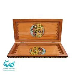 تخته نرد و شطرنج خاتم کاری 40 سانتیمتری با نقاشی چوگان