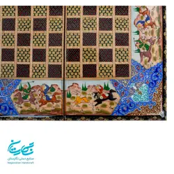تخته نرد و شطرنج خاتم کاری 40 سانتیمتری با نقاشی چوگان