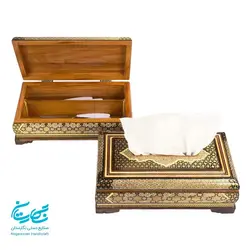 ست جعبه دستمال کاغذی و جعبه کارد و چنگال خاتم کاری اعلا