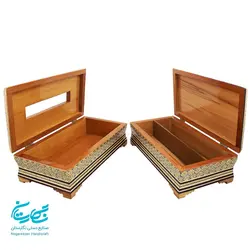 ست جعبه دستمال کاغذی و جعبه کارد و چنگال خاتم کاری