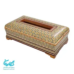 ست جعبه دستمال کاغذی و جعبه کارد و چنگال خاتم کاری