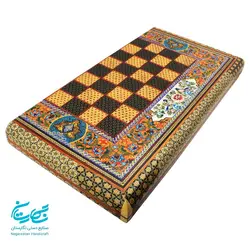 تخته نرد و شطرنج 50 سانتی خاتم کاری اعلا با نقاشی گل و مرغ