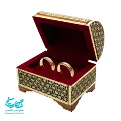 جعبه حلقه خاتم کاری صندوقچه ای رنگ تیره