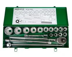 جعبه بکس درایو 3,4 18 پارچه 12 پر از سایز 17 تا 50 میلیمتر گرین استار Green star تایوان