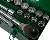 جعبه بکس درایو 3,4 18 پارچه 12 پر از سایز 17 تا 50 میلیمتر گرین استار Green star تایوان