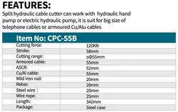 کابل بر هیدرولیک پمپ جدا تا قطر 55 میلیمتر مدل CPC-55B زوپر zupper