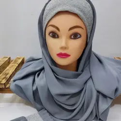 ست هد شال و ساق دست کرپ حریربا خرج کار لمه برند لاجورد