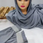 ست هد شال و ساق دست کرپ حریربا خرج کار لمه برند لاجورد