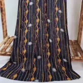 شال کرپ حریر طرحدار طرح زنجیر و ساعت ایستایی متوسط برند لاجورد