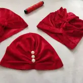 توربان مخمل کشی قرمز فری سایز اندازه استاندارد مدل لبه دار