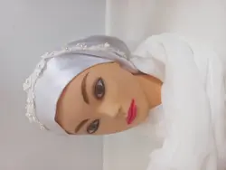 توربان سفید ساتن ال ایکس.فری سایز برند لاجورد