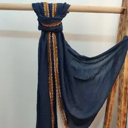 شال نخی مزونی نوار گلدوزی