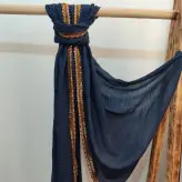 شال نخی مزونی نوار گلدوزی