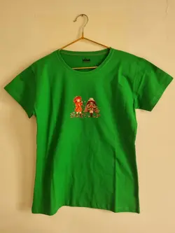 تیشرت نخ پنبه سبز طرح نیمکت