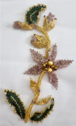 اپلیکه منجوق بافت گل خورشیدی با غنچه