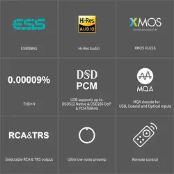 پری آمپ دک و کارت صدای تاپینگ Topping E50 MQA Full DAC ES9068AS XU216 32Bit