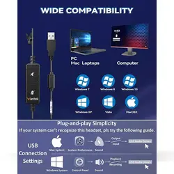 هدست مکالمه وانتک میکروفون حذف نویز برای مکالمات شفاف Wantek Corded USB Headsets Mono UC600 - فروشگاه اینترنتی آر پی جی کالا | RPG Kala
