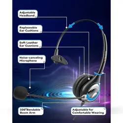 هدست مکالمه وانتک میکروفون حذف نویز برای مکالمات شفاف Wantek Corded USB Headsets Mono UC600 - فروشگاه اینترنتی آر پی جی کالا | RPG Kala