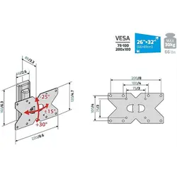 براکت دیواری مانیتور و تلوزیون از 14 تا 32 اینچ ملیکونی ایتالیا Meliconi CME ETR120 - فروشگاه اینترنتی آر پی جی کالا | RPG Kala