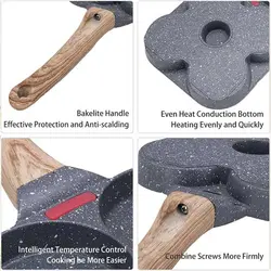 ماهیتابه نچسب 4 ظرفه تابه برای صبحانه پنکیک تخم مرغ مناسب برای گاز و اجاق القایی (مشکی) - فروشگاه اینترنتی آر پی جی کالا | RPG Kala