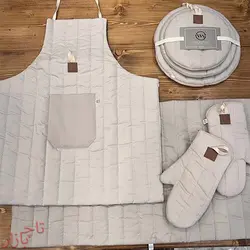 ست کامل آشپزی شامل پیشبند،دستکش فر،نمگیر،دمکنی ودستگیره برندWS