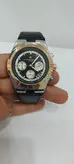 ساعت مچی مردانه و زنانه vachron Constantin geneve سه موتوره فعال ضد آب در حد بند چرم اصل رنگ مشکی دور صفحه نقره ای و رزگلد و صفحه مشکی رنگ.