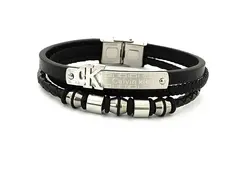 دستبند بند چرم سه لاین برند Calvin klein