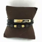 دستبند چرم سه لاین برند کارتیر CARTIER