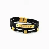 دستبند چرم سه لاین برند کارتیر CARTIER