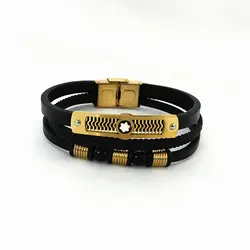 دستبند چرم سه لاین برند رولکس Rolex