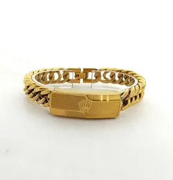 دستبند پسرانه برند رولکس Rolex رنگ طلایی