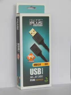 کابل افزایش طول USB 2.0 کی نت پلاس مدل KP-CUE2030 طول 3 متر