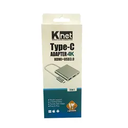تبدیل Type-c به HDMI/USB3.0 کی نت مدل K-COUC30HU