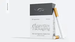 دانلود موکاپ جعبه زیپ سیگار کات die cut cigarette zipper box mockup 33783790