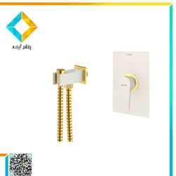 ست شیرآلات توالت توکار شودر مدل رومر پلاس شیری طلایی BRASS