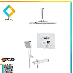 ست شیرآلات حمام توکار درخشان مدل اسپینر کروم مات کلاس 6