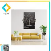 تابلو سانسا مدل درخت شاع بلوط نقره ای کد DE8121SI سایز 110*130*12