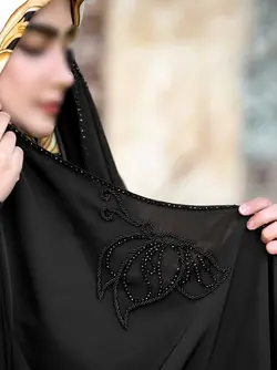 چادر مشکی جده طرح پروانه جواهردوزی شده با ارسال رایگان