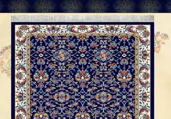 گلیم فرش ماشینی کاشان طرح افشان سرمه ای