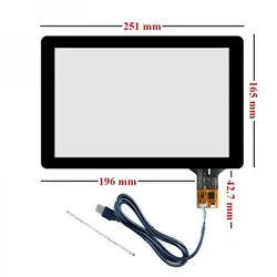 تاچ مقاومتی 10.1 اینچ 4 پین-مدل فلت راست 16:10 -resistive Touch 10.1