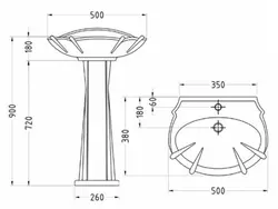 روشویی پایه دار آذین 50 سینا چینی - چینی بهداشتی عاشوری