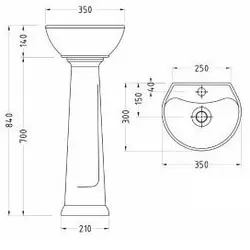 روشویی کاملیا 35 سینا چینی درجه1 - چینی بهداشتی عاشوری